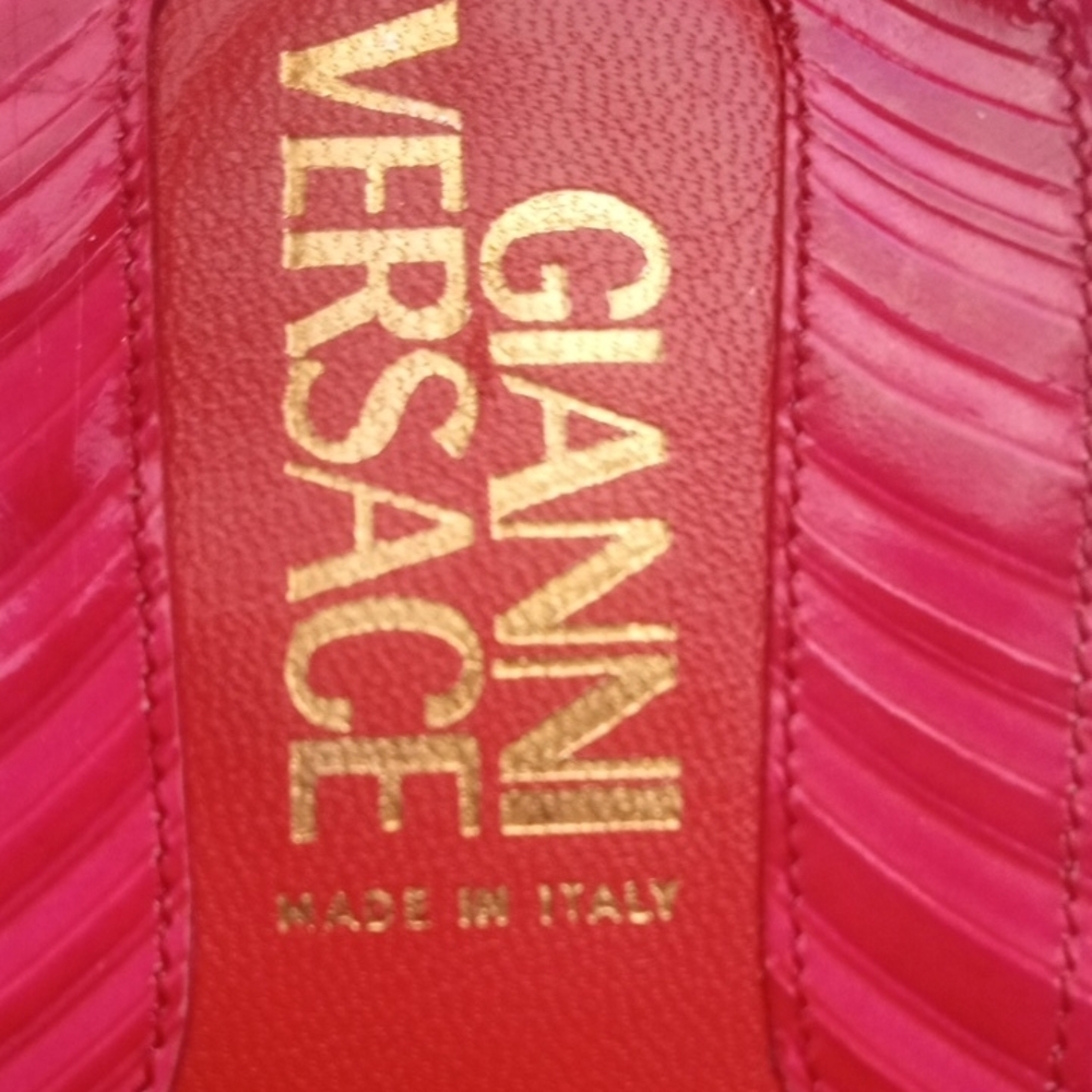 Versace Striped Sexy Strappy 4" Sling-back Heels, Size 9.5 (US) - Picture 2 of 15